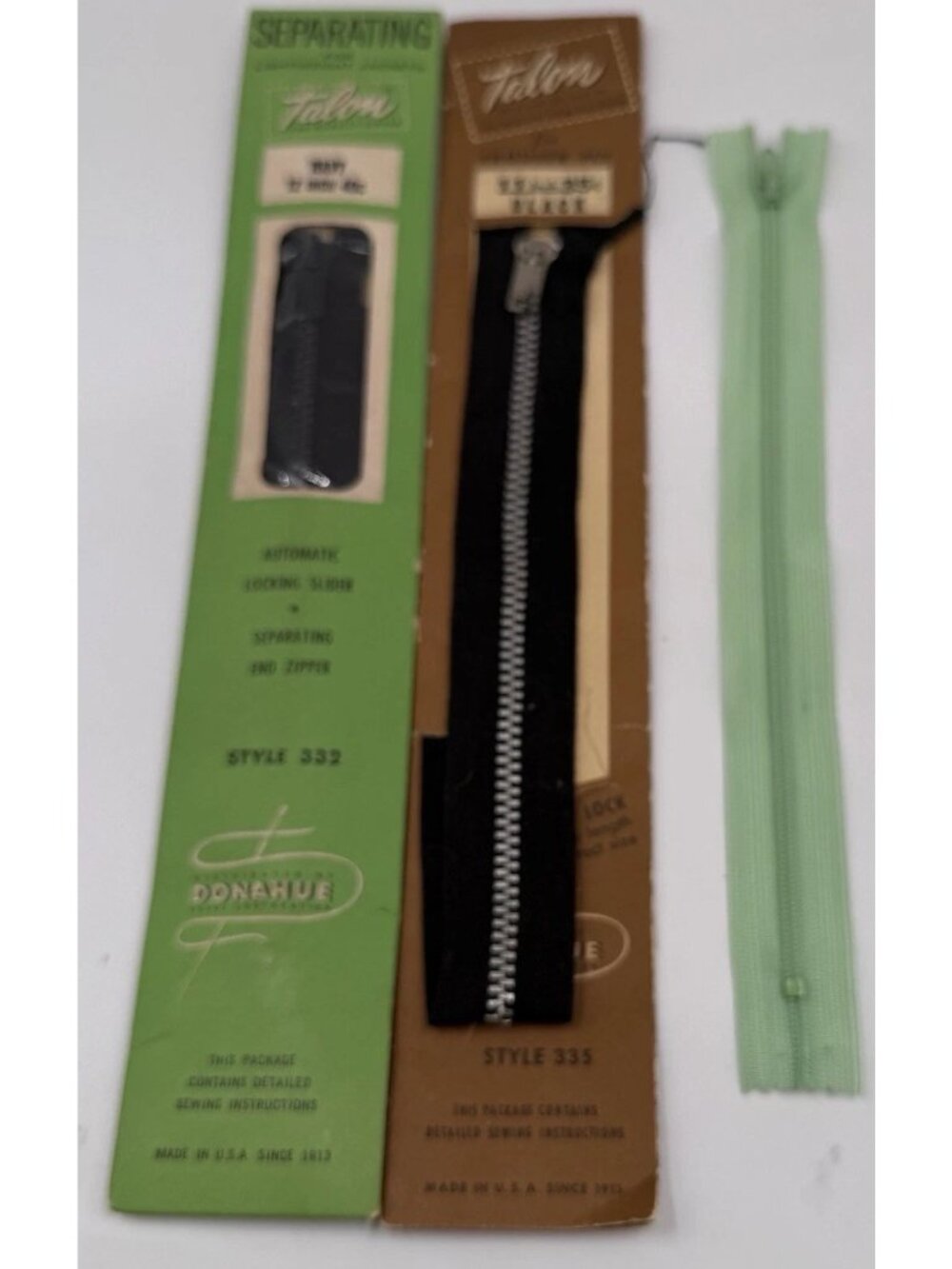 Vintage Talon Separating Zipper Style #335 & 332 Plus Extra New Old Stock